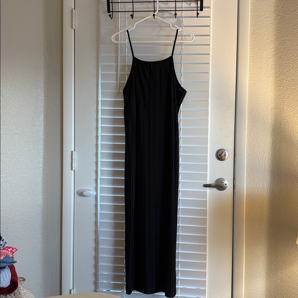 NWOT A New Day Black Sleeveless Slip Dress with slit in back SZ L